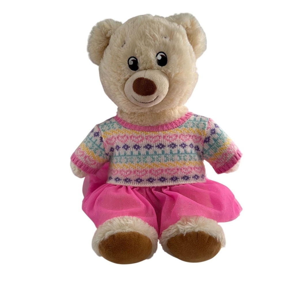 Build-A-Bear Workshop Plush Teddy Bear Knit Sweater‎ & Pink Tulle Skirt Tutu